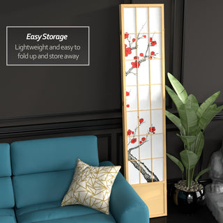 7' Tall Cherry Blossom Shoji Screen, Natural, 3 Panels