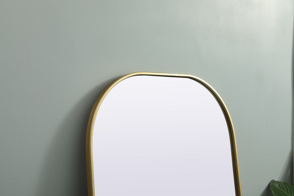Metal Frame Arch Full Length Mirror 28X66 Inch, Brass