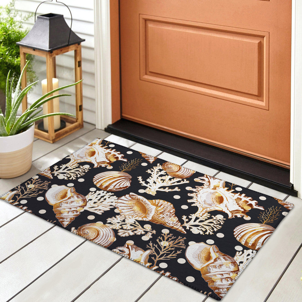 Indoor/Outdoor Seabreeze SZ6 Black Machine Washable 1'8" x 2'6" Rug