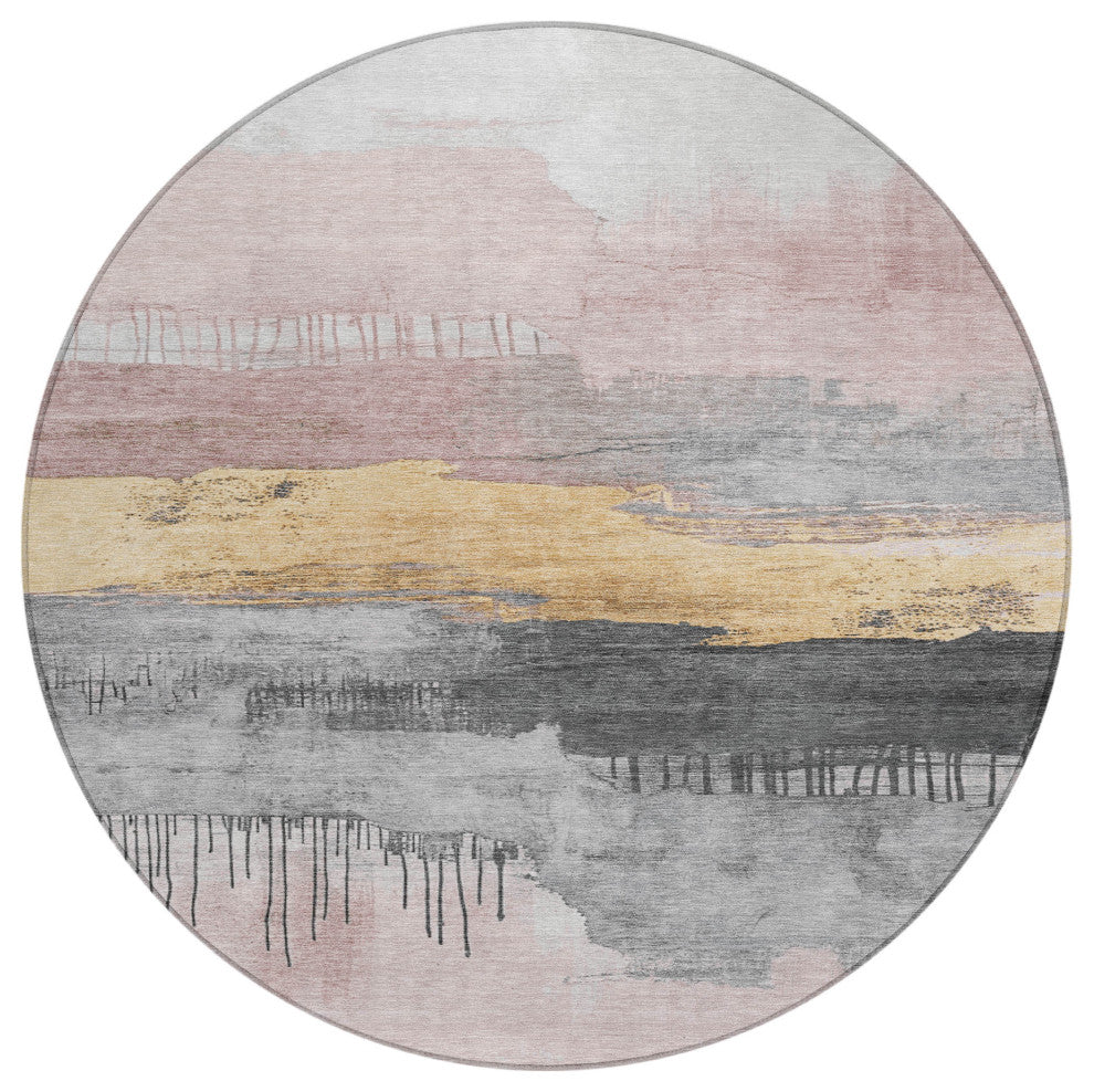 Machine Washable Indoor/Outdoor Chantille ACN1880 Blush 8' x 8' Round Rug