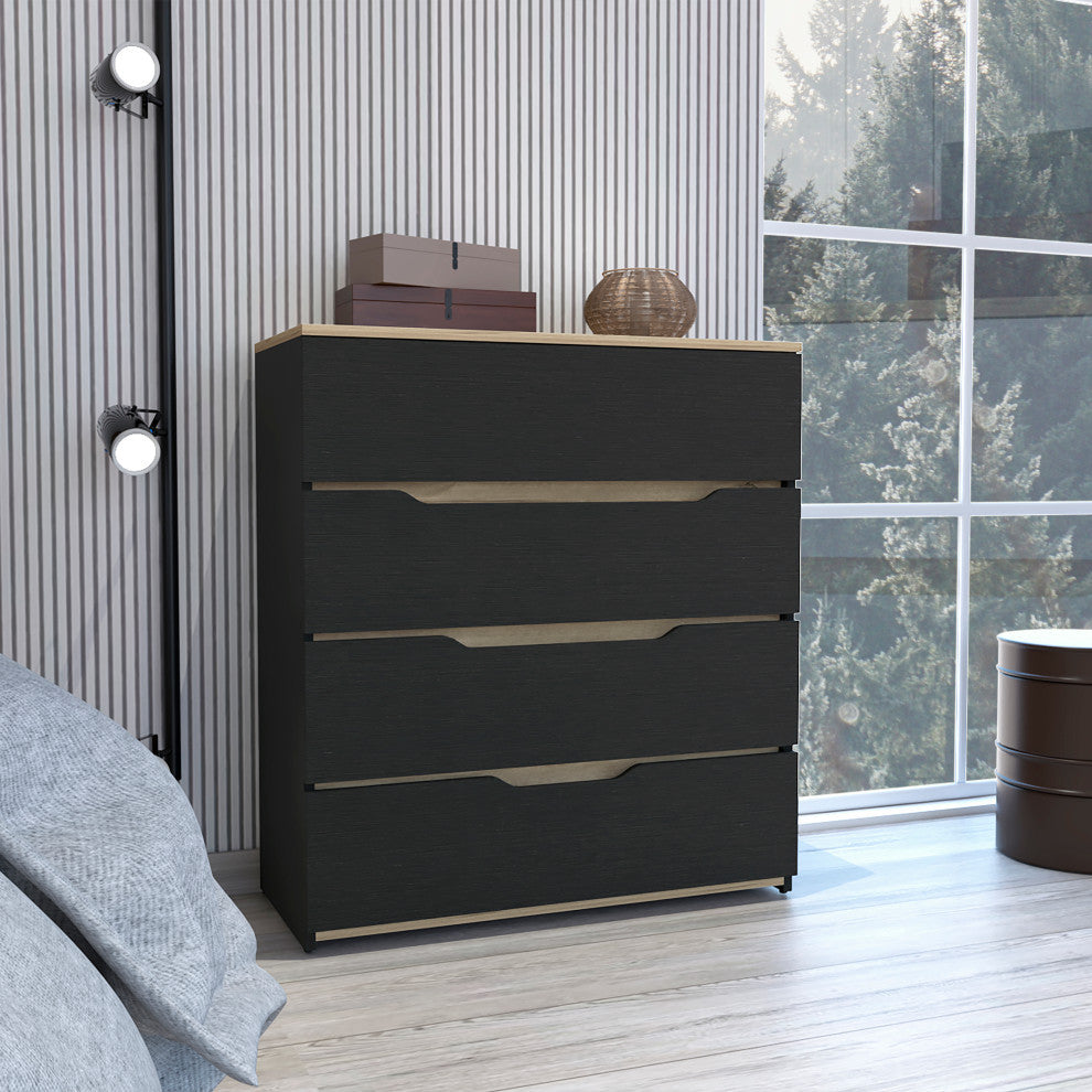 California Style 4-Drawer Dresser, Black