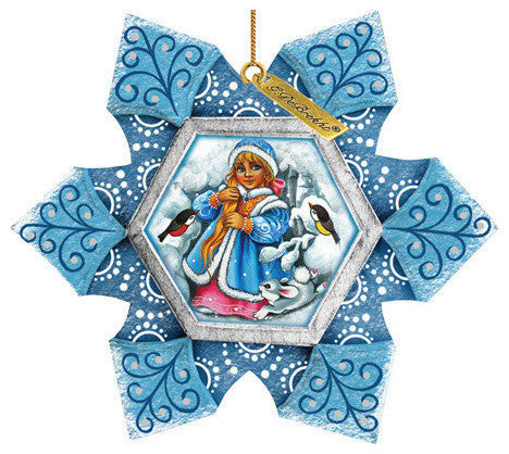 Hand Painted Scenic Ornament Snow Maiden