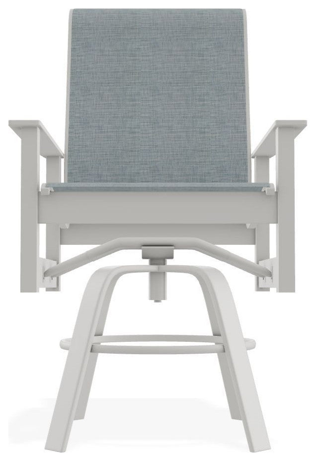 Leeward Sling Balcony Height Outdoor Swivel Armchair, Charm/Snow