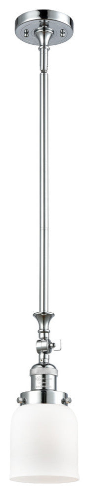 1-Light Small Bell 5" Pendant, Polished Chrome, Glass: Matte White Cased