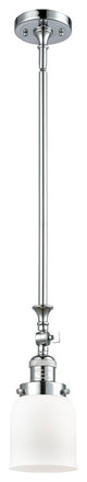 1-Light Small Bell 5" Pendant, Polished Chrome, Glass: Matte White Cased