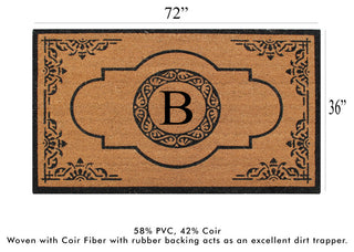 Hand Crafted Abrilina 36"x72" Coir Double Doormat Monogrammed, B