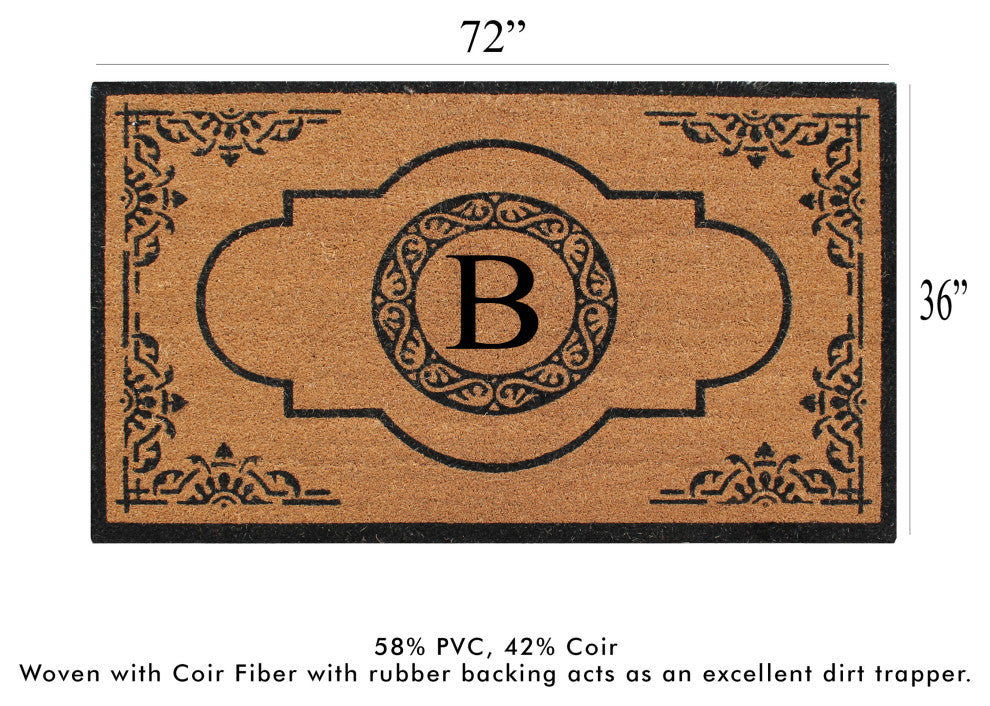 Hand Crafted Abrilina 36"x72" Coir Double Doormat Monogrammed, B
