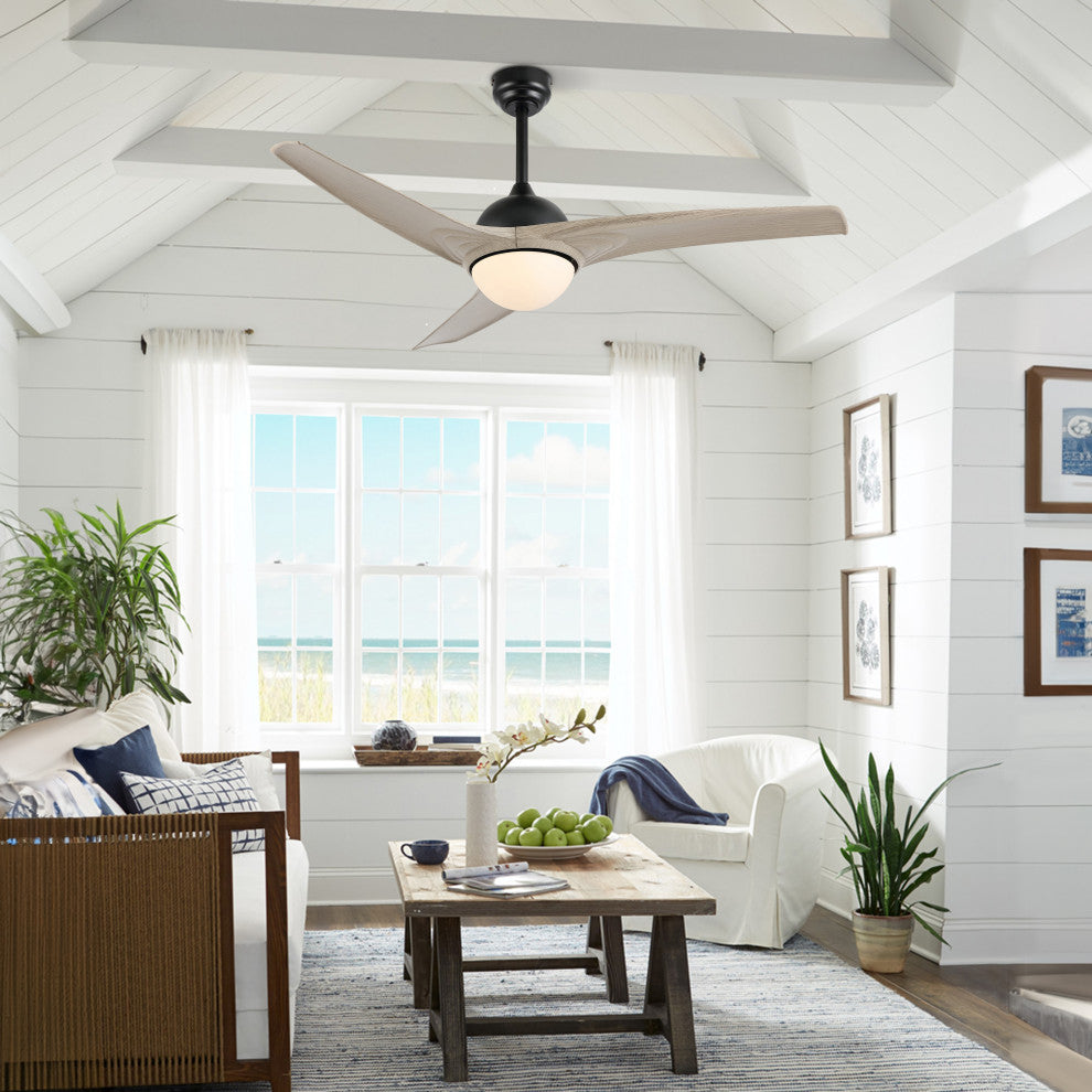 Sully 52" App/Remote 6-Speed LED Ceiling Fan, Gray Wood/White