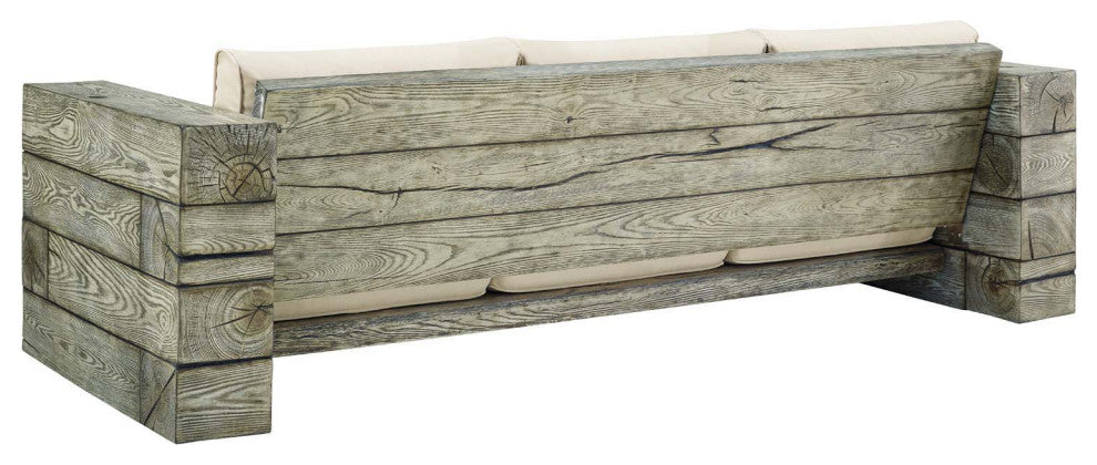 Manteo Rustic Coastal Outdoor Patio Sunbrella 4 Piece Set - Light Gray Beige