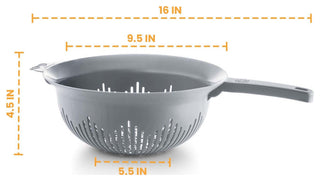 YBM Home 9.75 In. Deep Plastic Strainer Colander Use for Pasta, 3 Pack, Gray
