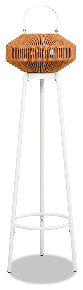 Nova Outdoor Patio Floor Lantern with USB Rechargeable LED Light, Heathered Orange