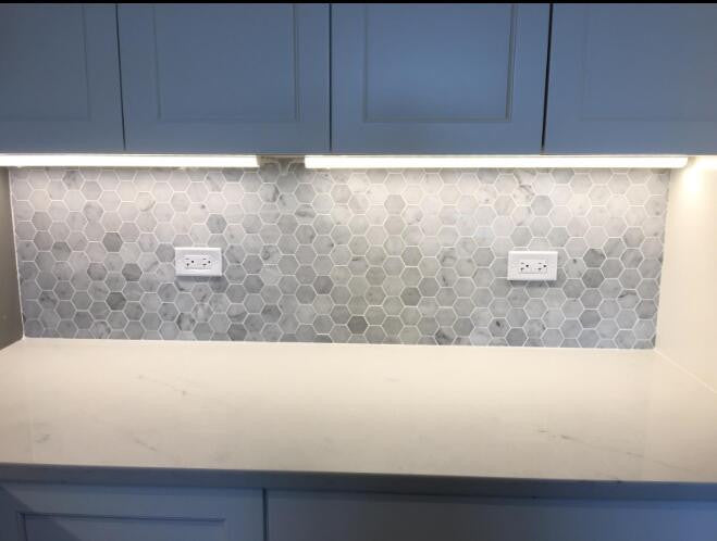 Carrara White Marble 2" Hexagon Mosaic Tile Venato Carrera Honed, 1 sheet