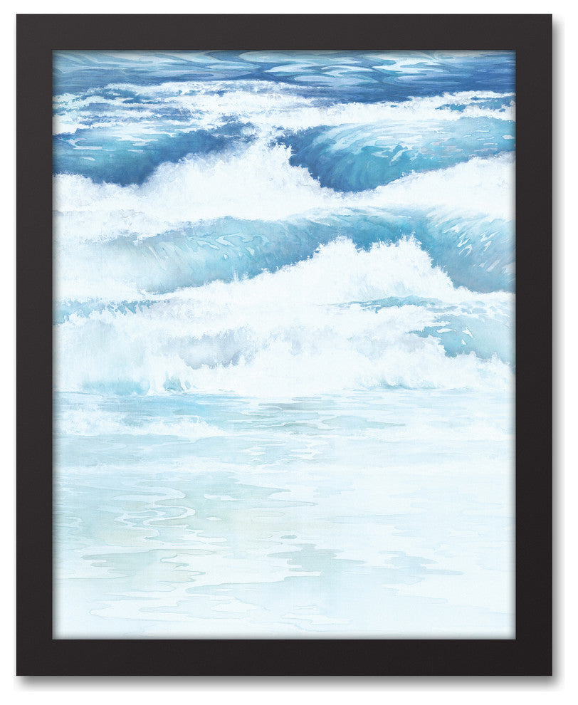Crashing Open Waves 11x14 Black Framed Canvas