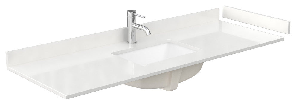 Beckett TK 60" White Single Vanity, White Quartz Top, 1-Hole, Black Trim