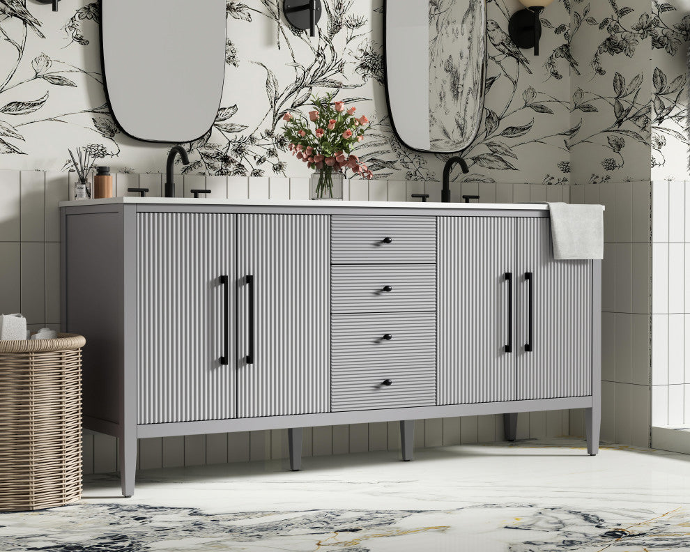 Home Living 72" Double Bathroom Vanity, Grey