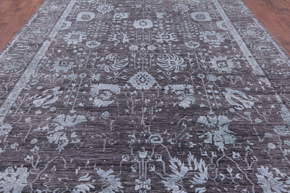 Persian Hand Knotted Wool and Silk Rug 10' 2" X 14' 2" Q11776