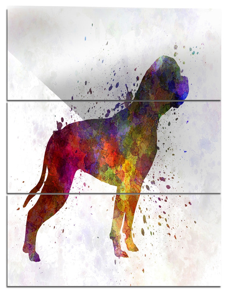 "American Bulldog" Glossy Metal Wall Art, 3 Panels, 28"x36"