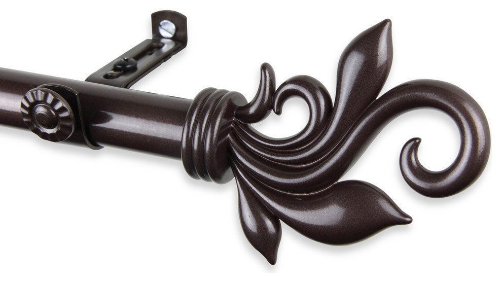 Giles 13/16 inch Corner Window Curtain Rod, Cocoa, 120-170"