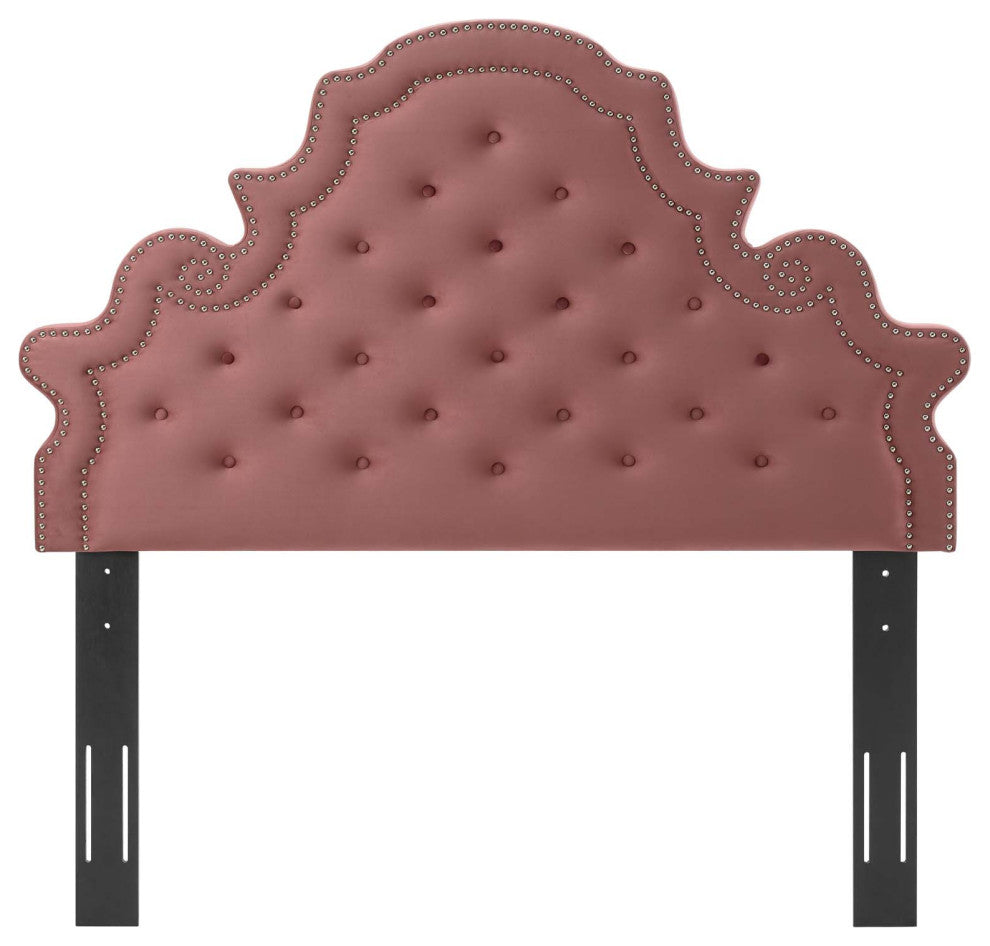 Tufted Headboard, Twin Size, Velvet, Pink, Modern Contemporary, Bedroom Master