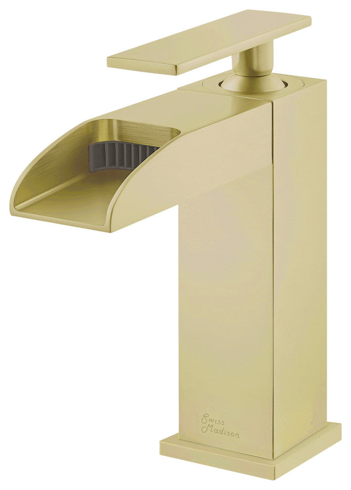 Concorde Single Hole, Waterfall Bathroom Faucet, Brushed Gold