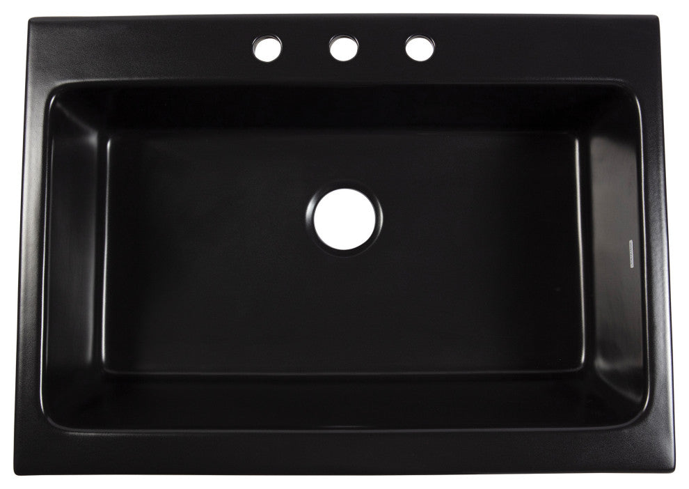 Parker Black Fireclay 34"³ Single Bowl Quick-Fit Farmhouse Drop-in Kitchen Sink