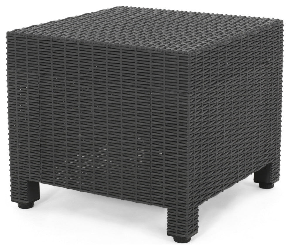 Dottie Outdoor Wicker Print  2 Seater Chat Set With Ottomans, Dark Gray/Gray