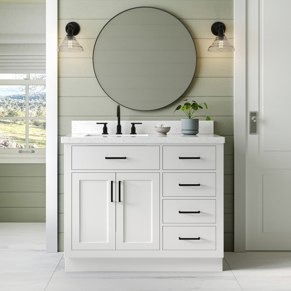 Ariel Hepburn 42" Single Rectangle Sink Vanity, Carrara Quartz