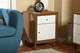 Urban Designs Harlow White and Walnut Wood 1-drawer and 1-door Nightstand