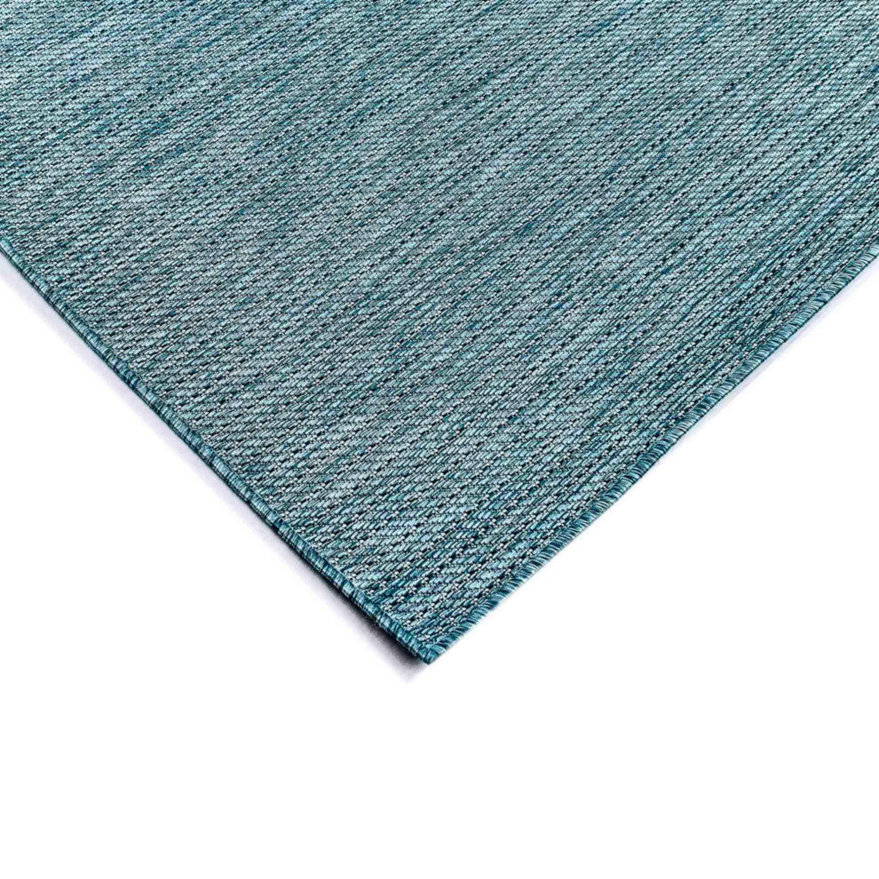Carmel Texture Stripe Indoor/Outdoor Rug, Aqua, 1'11"x4'11" Runner