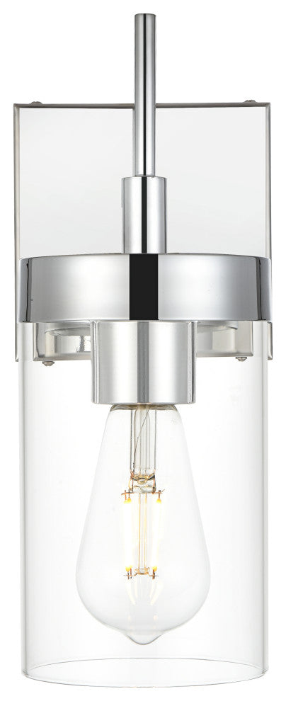1 Light Chrome And Clear Bath Sconce