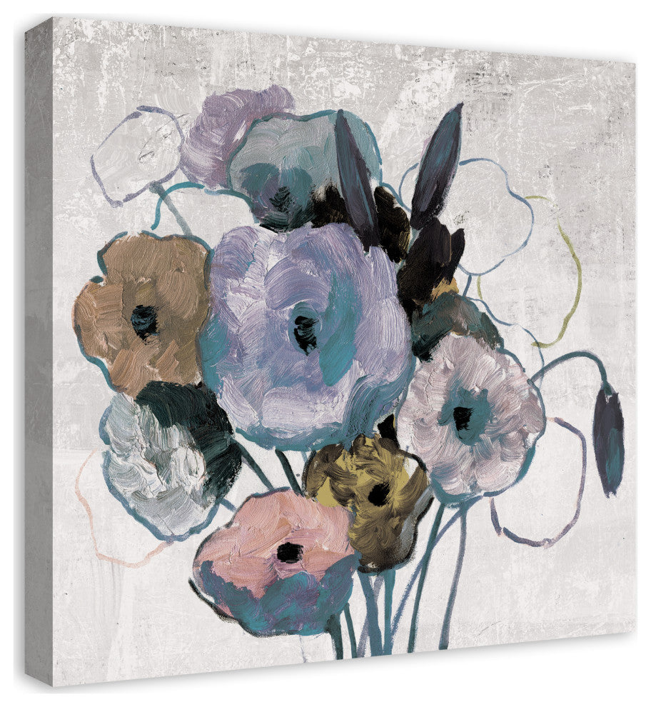Purple Blue Florals 24x24 Canvas Wall Art