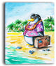 "Penguin Enjoying Holidays on Beach" Cartoon Animal Print