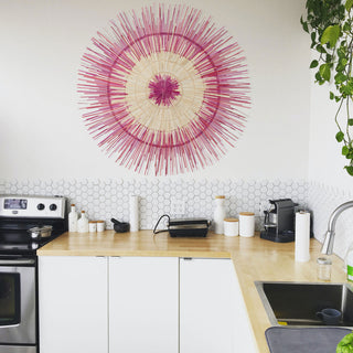 Global Crafts Sun Circle Wall Decor, Artisan Crafted, Malawi, Pink Burst