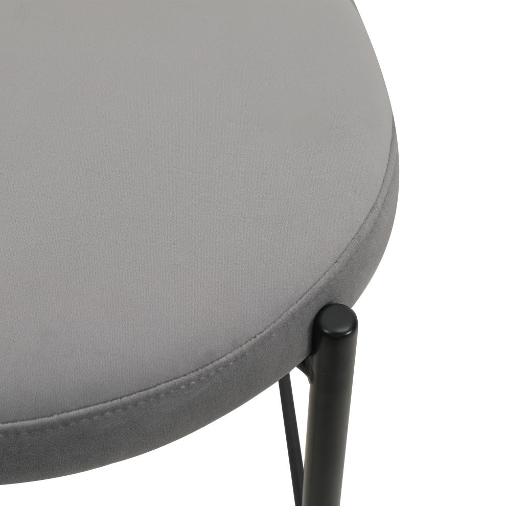 LeisureMod Euston Wicker Bar Stool With Black Steel Frame and Footrest, Gray