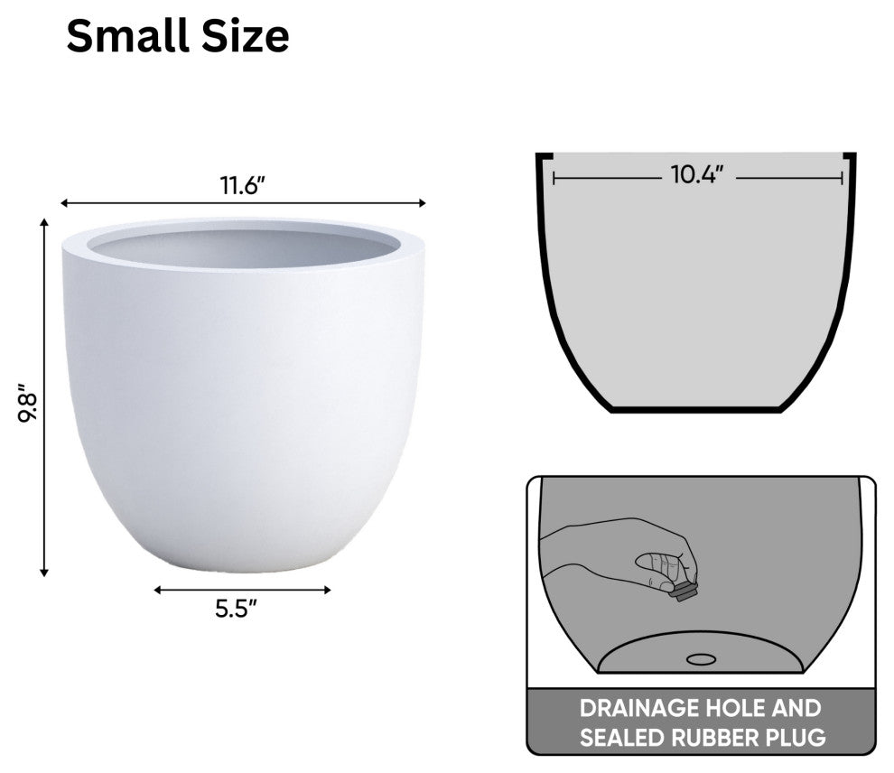 DTY Signature Mount Belford 1-piece Fiberstone Planter, White, Small