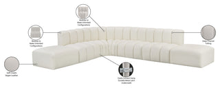 Arc Vegan Leather Upholstered 7-Pc. L-Shaped Modular Sectional, Cream