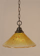 Chain Hung Pendant In Dark Granite, 12" Gold Champagne Crystal Glass