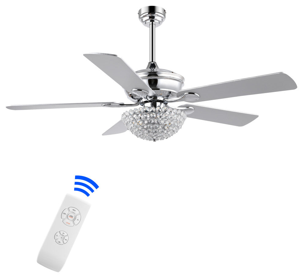 Cammy 52" 3-Light Traditional Transitional Iron LED CEILING FAN, Chrome