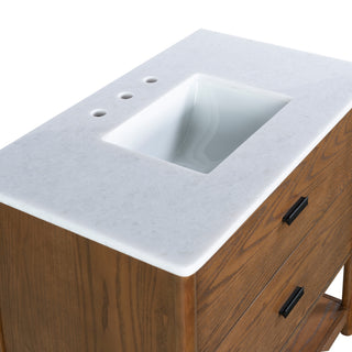Safavieh Couture Jaylessa Vanity, Medium Oak/White, 36In