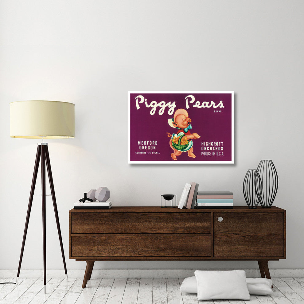"Piggy Pears Crate Label" Digital Paper Print by Retrolabel, 42"x29"