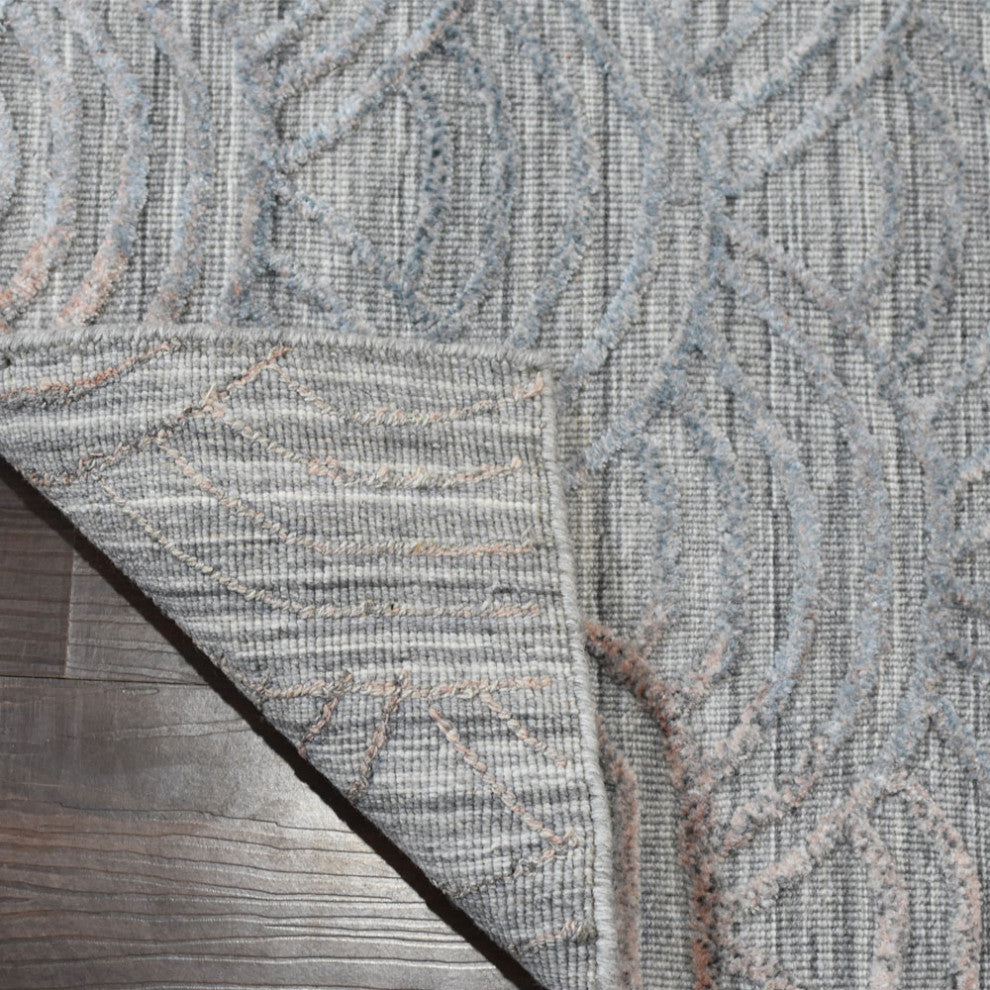 HAND WOVEN FLAT WEAVE KILIM POLYESTER AREA RUGS -Rectangle,Silver,Geometric, [Runner] 2'6''x10'
