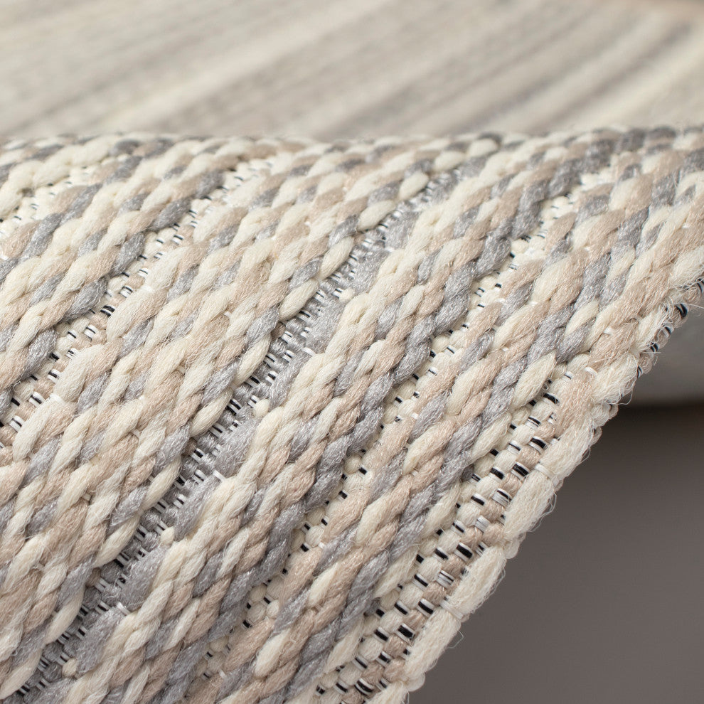Miranda Tweed Stripe Indoor/Outdoor Rug Silver/brown 1'11"x7'6"