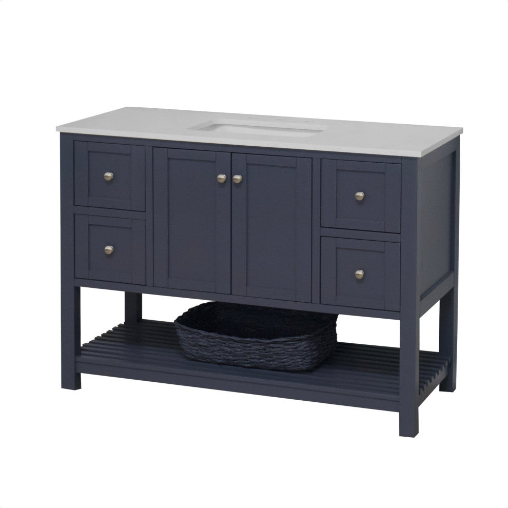 Kitchen Bath Collection Lakeshore 48" Vanity, Marine Gray, Engineered White