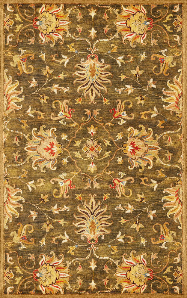 Syriana 6010 Emerald Green Agra Rug, 9'x13'
