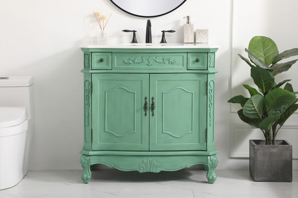 Bathroom Vanity, Vintage Mint, 36", Single Sink