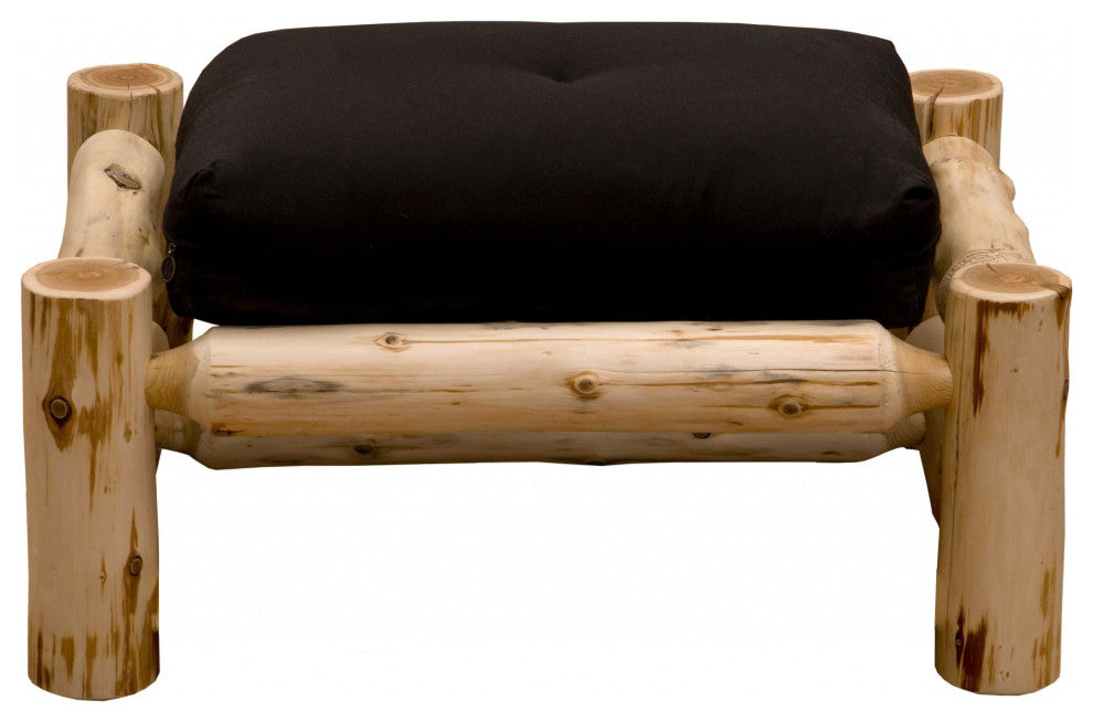 HomeRoots Authentic Log Cabin Natural Cedar Futon Chair and Ottoman Set