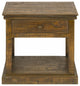 Rustic Maple Stain Wood Side Table With Drawer