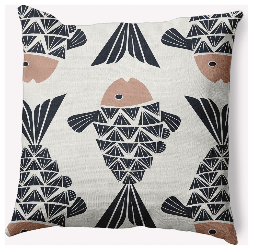 26x26" Big Fish Nautical Decorative Indoor Pillow, Mauve