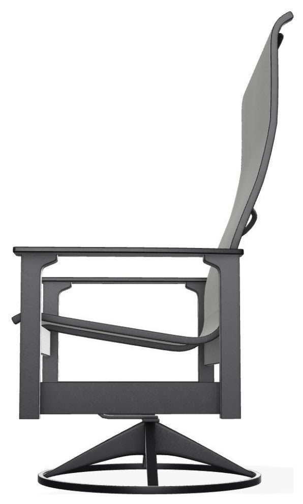 Leeward Sling Outdoor Swivel Rocker, Alloy/Black