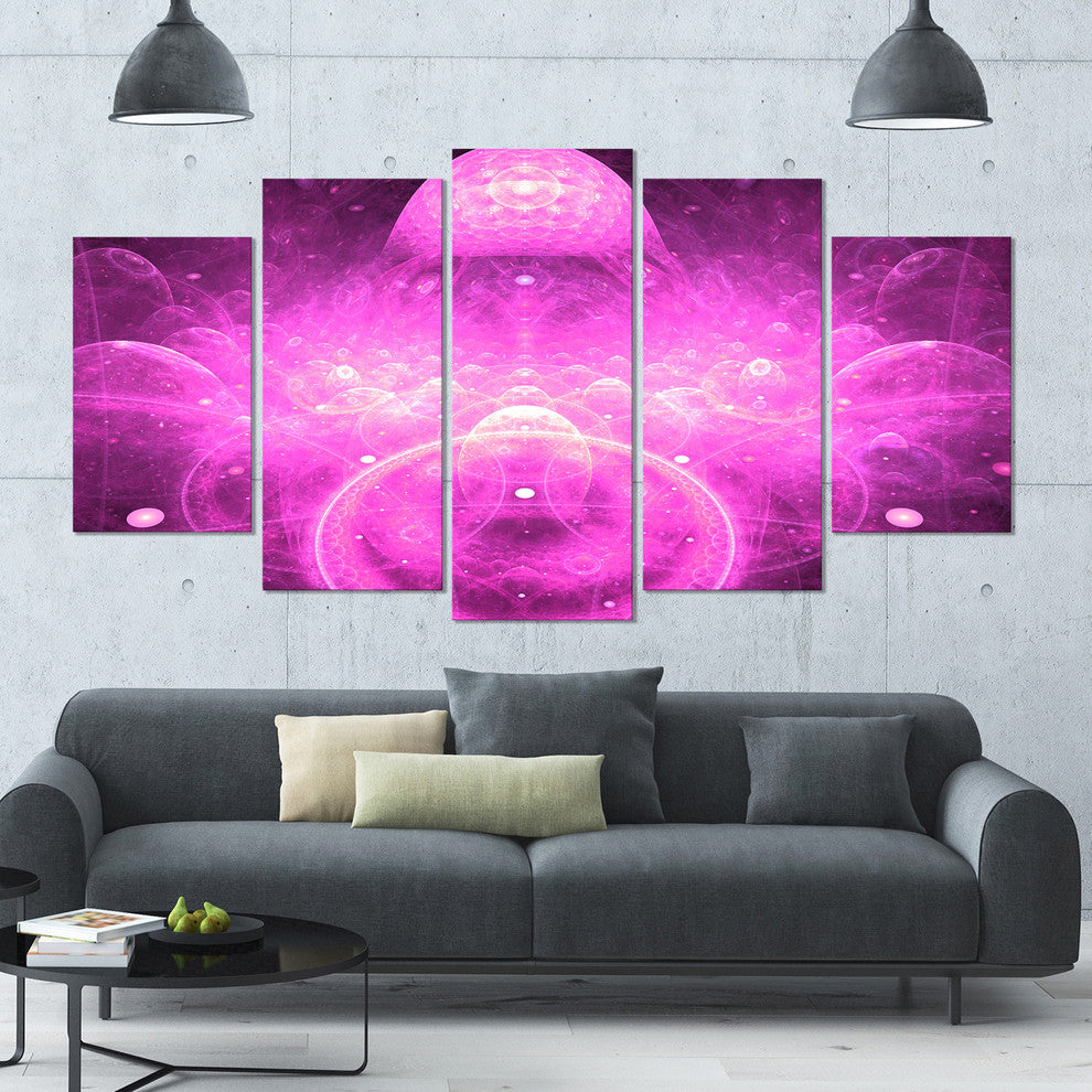 Bright Purple Infinite World, Large Floral Canvas Art Print, 60"x32", 5 Panels
